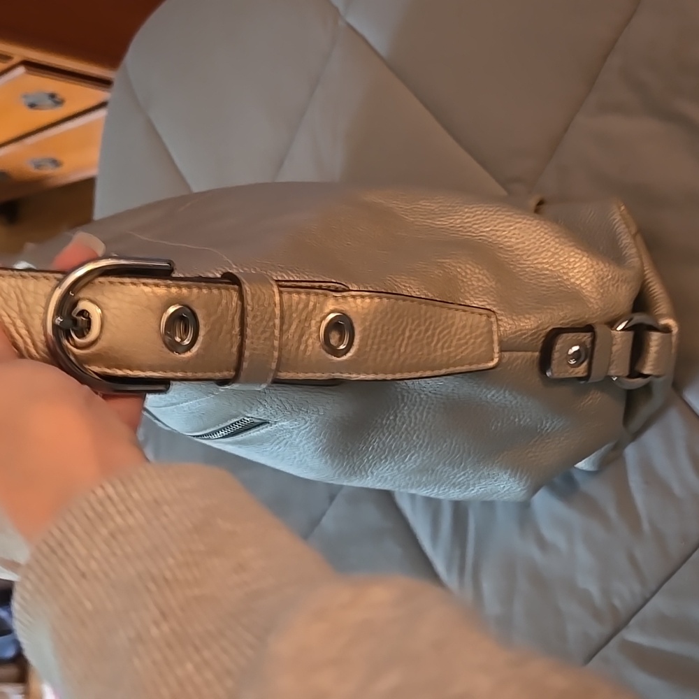 Coach Gold Metallic Pebbled Leather Hobo - Picture 3 of 10